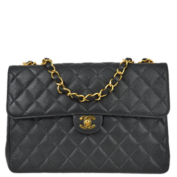 Top Quality Chanel Black Leather Jumbo Classic Flap Shoulder Bag
