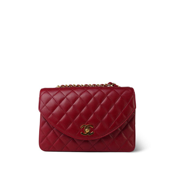 Red leather Quilted Half Moon Flap Small GHW