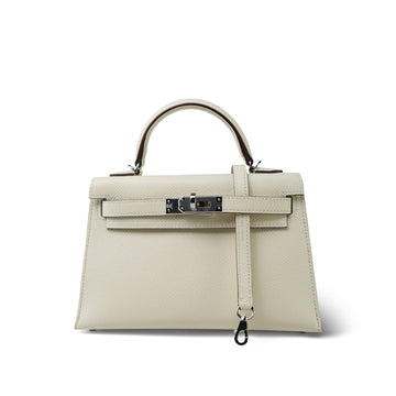 Mini Kelly Sellier Nata leather Palladium Plated B Stamp