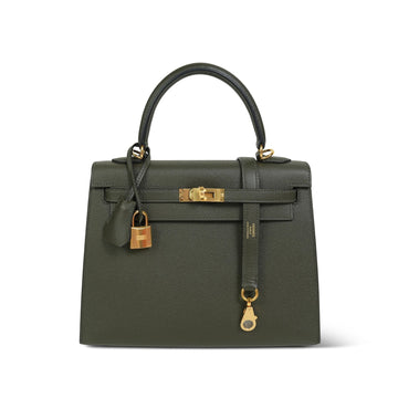 Kelly Sellier 25 Vert De Gris Veau leather  Z Stamp