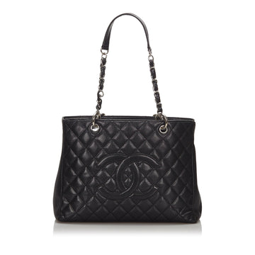 C*C Black Leather Leather Grand Shopping Tote Italy