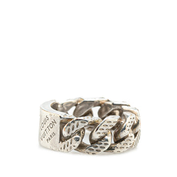 Silver Louis Vuitton Silver Damier Chain Ring M