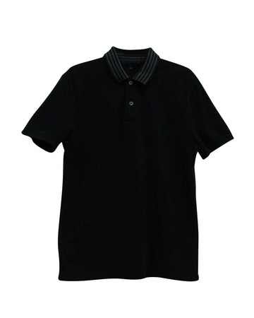 Gucci Rib Knit Trimmed Polo T-Shirt in Black Cotton