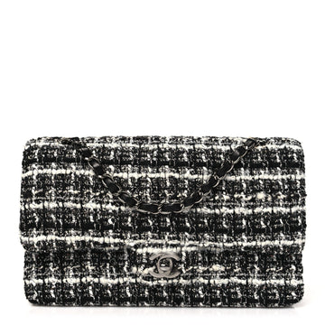 Tweed Quilted Medium Double Flap Black