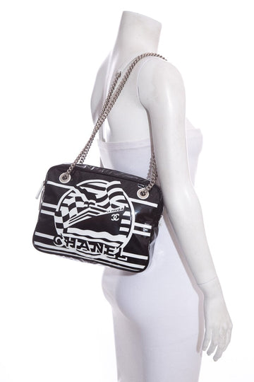 Chanel 2019 Black & White "La Pausa" Coated Leather/canvas Cross-Body