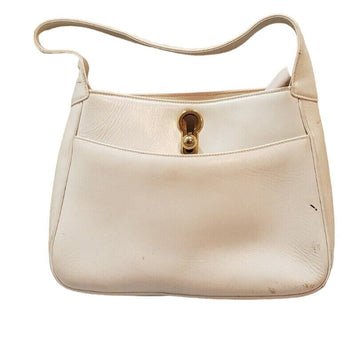 Early G Gucci White & Ivory Leather Padlock Hobo w Gold Clasp