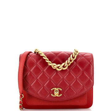 CHANEL Chain Handle Flap Bag Quilted Calfskin with Caviar Small