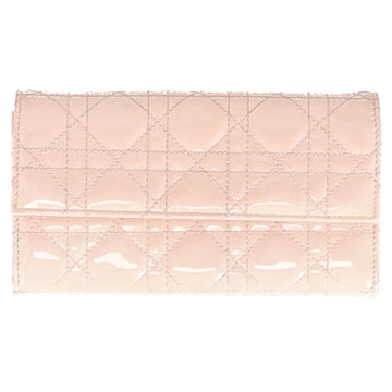 Dior Cannage Quilted Lady Dior Wallet in Pastel Pink Lambskin Leather