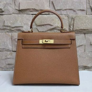 Hermes Kelly 28cm Leather Leather Handbag Brown Gold