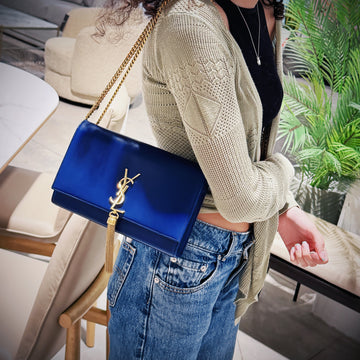 Saint Laurent Blue Leather Small Monogram Kate Tassel Bag TWS