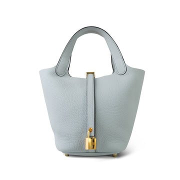 Picotin Lock 18 Bleu Pale leather  B Stamp