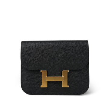 Constance Slim Wallet Black leather  W Stamp