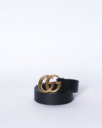 Gucci GG Marmont Glossy Buckle Leather Belt