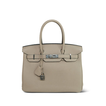 Birkin 30 Gris Tourterelle Togo Palladium Plated C Stamp