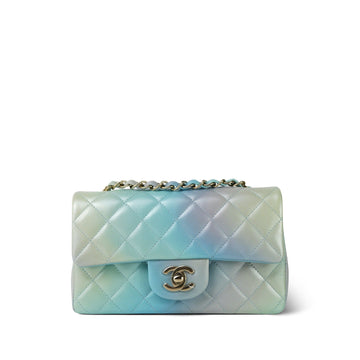 24P Multi Color Pearly leather Quilted Mini Rectangular Flap Light Gold Hardware