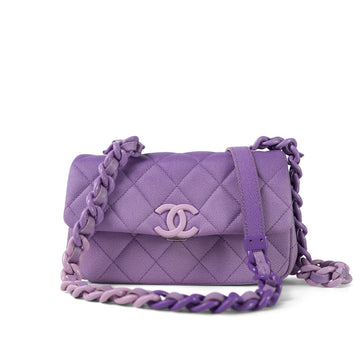 24C Purple Ombré leather Quilted My Everything Flap Mini