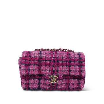 Fuchsia Tweed Quilted Mini Rectangular Flap LGHW