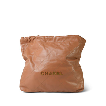 Caramel leather Quilted Medium 22 Hobo Bag Aged Gold Hardware