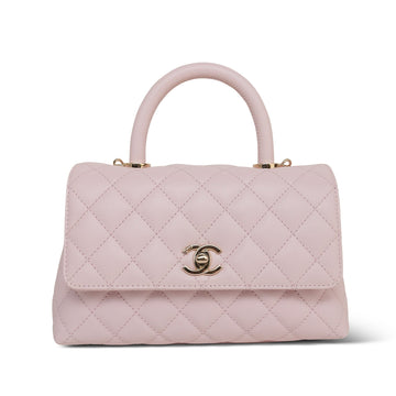 22P Pink leather Quilted Coco Handle Small LGHW