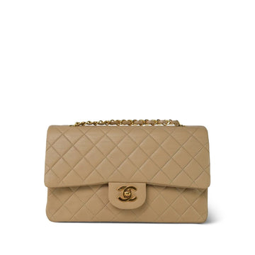 Light Beige leather Quilted Classic Flap Medium GHW