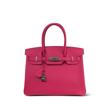 Birkin 30 Framboise leather Palladium Plated D Stamp