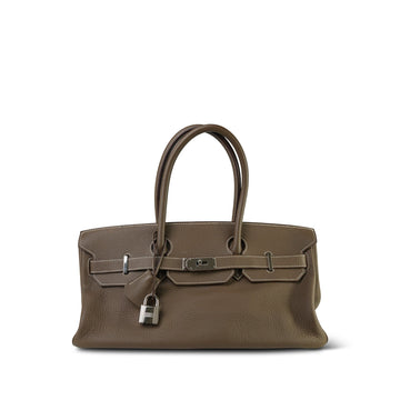 Shoulder Birkin 42 Etoupe leather Palladium Plated [M] Stamp