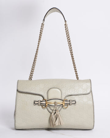 Gucci Guccissima Emily Shoulder Bag in off White