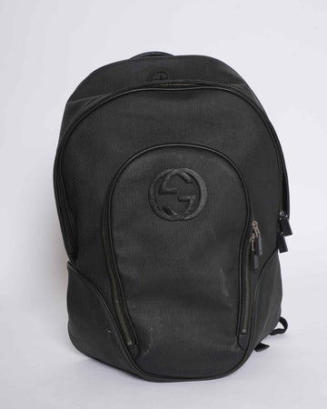 Gucci Black Coated Canvas Backpack Men's