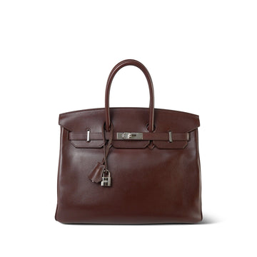 Birkin 35 Havana Evergrain Palladium Plated [L] Stamp