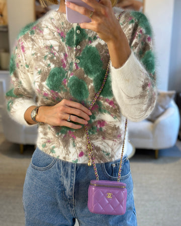 Chanel Purple Coco Crush Mini Vanity Bag in Leather Leather with Antique Gold Hardware