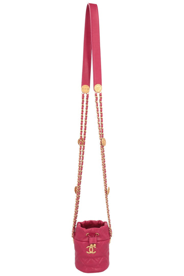 CHANEL Mini Bucket Drawstring Bag Pink