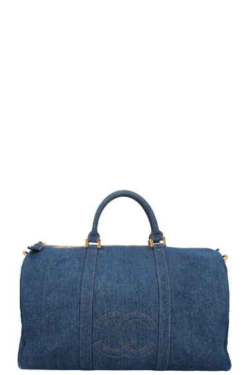 CHANEL 1996 Boston Bag Denim Blue