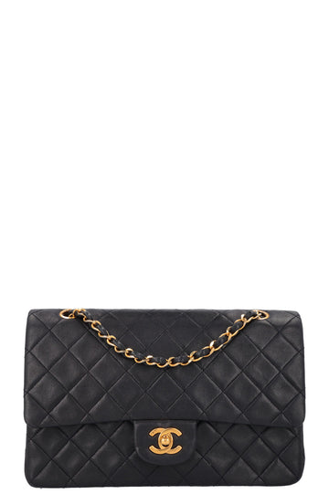 CHANEL Vintage Double Flap Bag Medium Midnight Blue