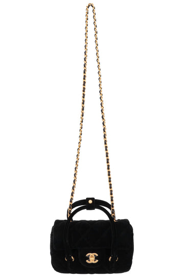 CHANEL Micro Bowling Bag Velvet Black