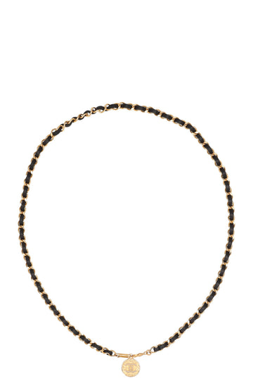 CHANEL Chain Belt Gold and Black Leather 1982