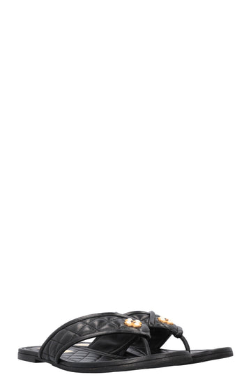 CHANEL Shamrock Flats Leather Black