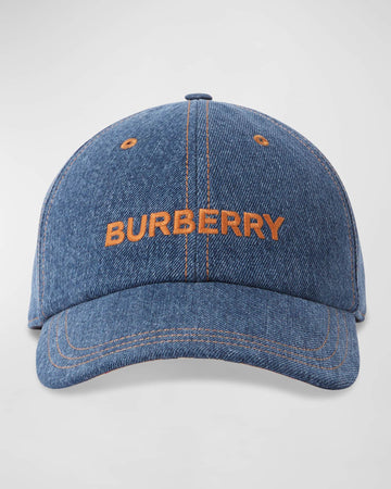BURBERRY EMBROIDERED LOGO DENIM BASEBALL CAP