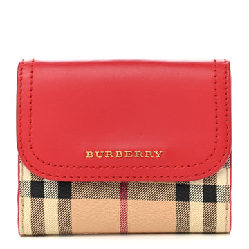 BURBERRY HOUSE CHECK LUNA FRENCH WALLET RED