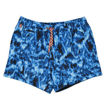 BURBERRY MEN'S MIDNIGHT BLUE NAVY GREENFORD RIPPLE PRINT SWIM SHORTS
