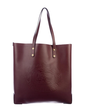 BURBERRY 2019 LARGE EMBOSSED LEATHER CREST TOTE