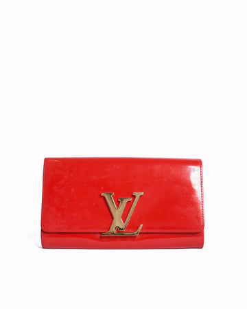 Louis vuitton red louise mm  leather clutch