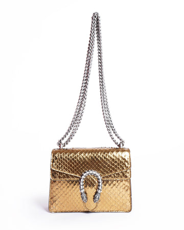 Gucci Dionysus Mini Python Shoulder Bag In Gold Tone