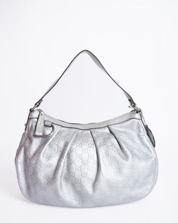 Gucci Guccissima Sukey Medium Shoulder Bag In Silver