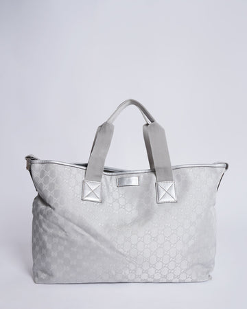 Gucci Silver GG Canvas Travel Bag Silver