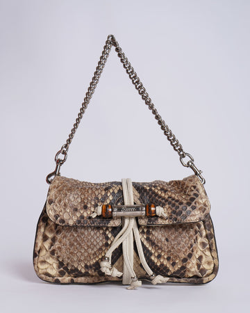 Gucci Python Bamboo Croisette Evening Bag