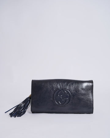 Gucci Black Soho Clutch In Blue