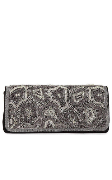 Black Nabuck Leather & Swarovski Crystal Clutch