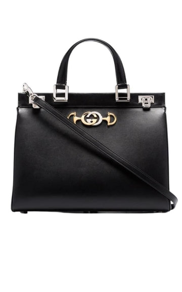 Black Zumi Medium Leather Tote Bag