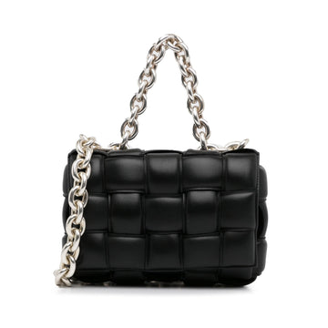Luxury Bottega Veneta Calfskin Intrecciato Padded Chain Cassette Satchel (SHG-535Auh)