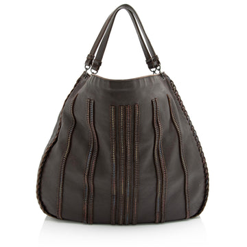 Luxury Bottega Veneta Cervo Leather Braided XL Hobo (SHF-23733)